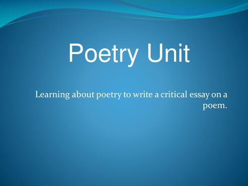 Introduction to poetry | Teaching Resources