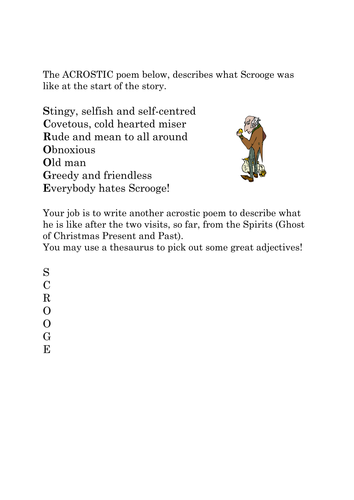 Scrooge Acrostic Poem | Teaching Resources