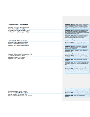 Channel Firing Notes - Thomas Hardy