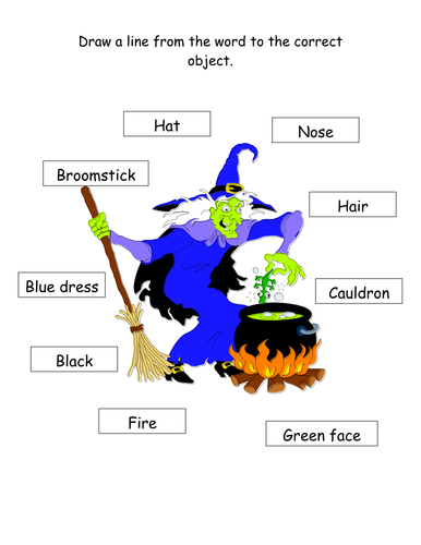 Match the describing word to the Witch