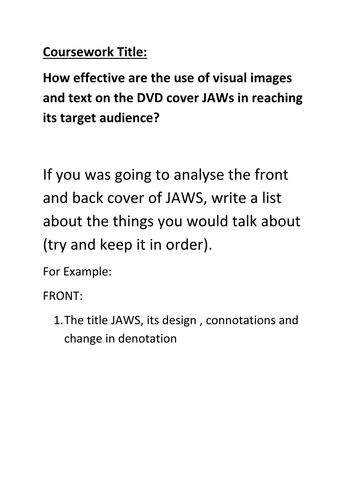 JAWS abridged essay plan.