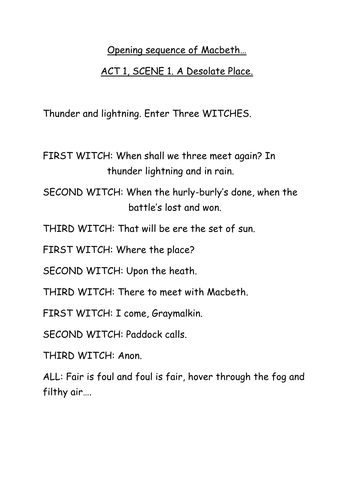 Opening of Macbeth lesson by lofford1 - Teaching Resources - TES
