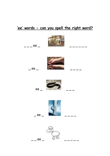 'ee' Words handout