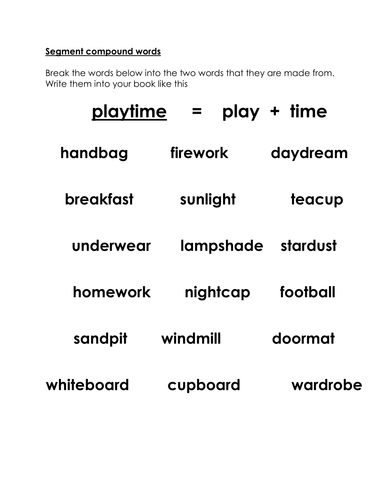 Two handouts about compound words | Teaching Resources