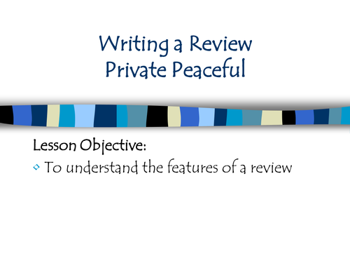 Private Peaceful- writing a book report