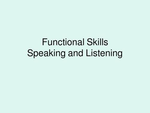 Functional skills- discussion S&L