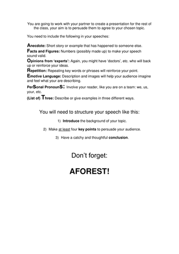 Silly topic ideas for a persuasive speech