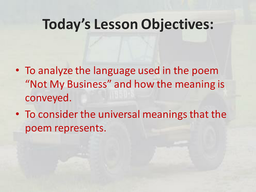 Not My Business Full lesson PP Analyze compare