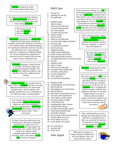Half Caste - Match the annotation