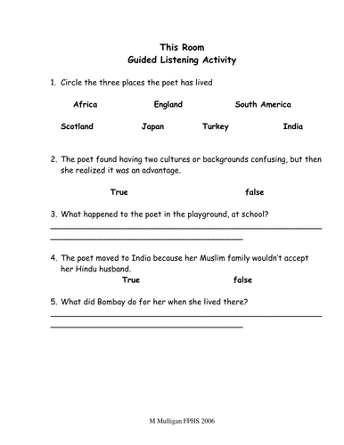 This room guided listening task