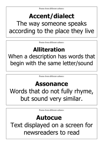 Poetic devices review cards