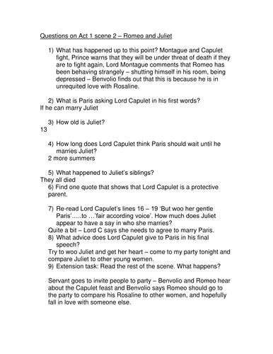 year 10 romeo and juliet essay questions