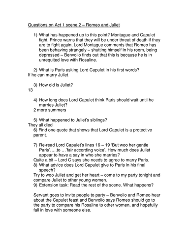 romeo and juliet discussion questions quizlet