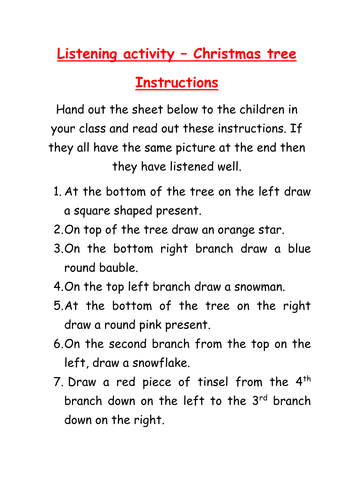 Christmas tree listening activity