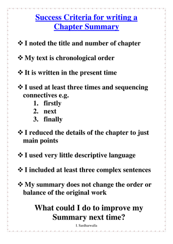 Success Criteria for Letters; Arguments & Summary