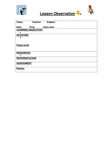 Lesson Observation of a Teacher template by biliboi ...