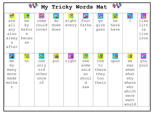 Tricky words mat