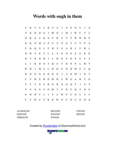 Wordsearch for -ough by jenegg - Teaching Resources - Tes