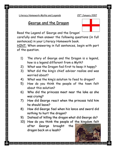 George and the Dragon comprehension