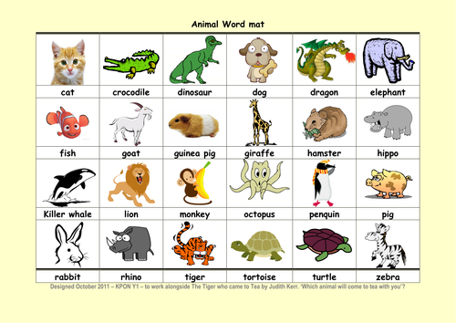 Animal Word Mat