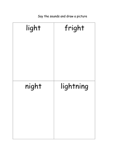 Simple independent activity draw the word 'igh'