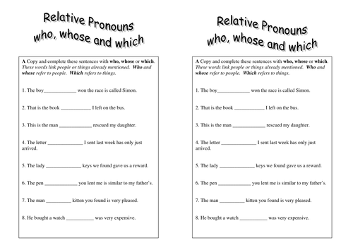 Printables Relative Pronouns Worksheets 4th Grade relative pronouns worksheet year 5 by sparkles28 teaching resources tes