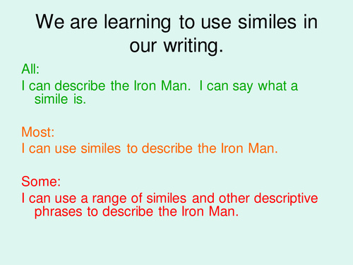 The Iron Man/Giant Similie work and resources