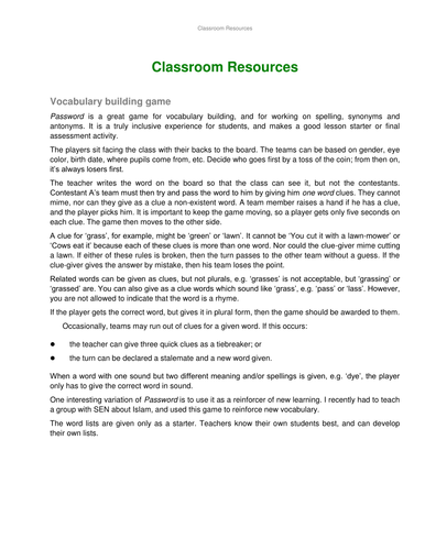 Synonyms Assessment :: Teacher Resources and Classroom Games