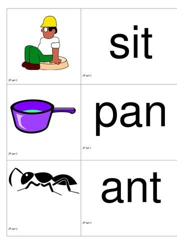 Phonics words and pictures for sorting