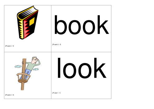 Jolly Phonics words and pictures for sorting (sets 1-5 words; sets 1-6 words)