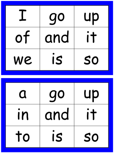 Pre-Kindergarten Key Word Bingo