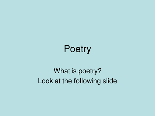Introduction to poetry