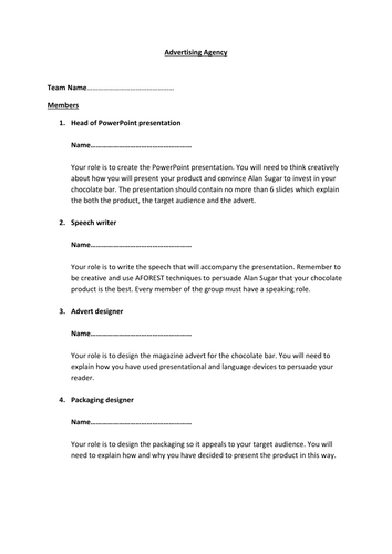 Creating and Advertising Agency Group Work