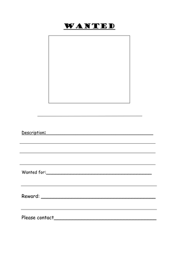 Wanted poster template | Teaching Resources