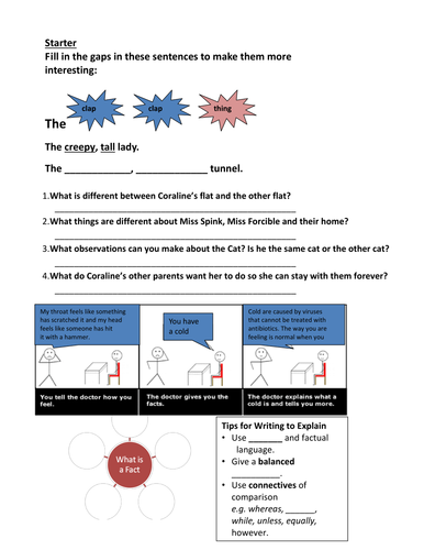 Coraline Writing to Explain Handout