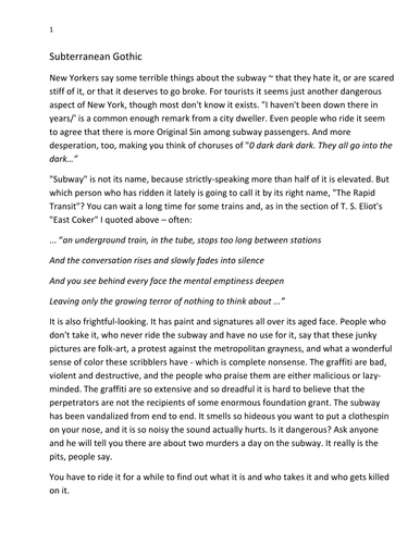 Subterranean Gothic Texts