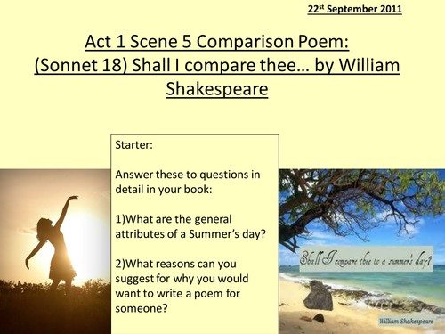 Sonnet 18 Shall I Compare Thee Shakespeare | Teaching Resources