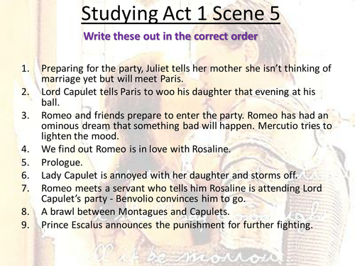Romeo and Juliet Studying Act 1 Scene 5
