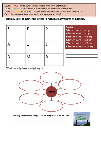 Chaucer's Pilgrimmage Hand Out - Writing