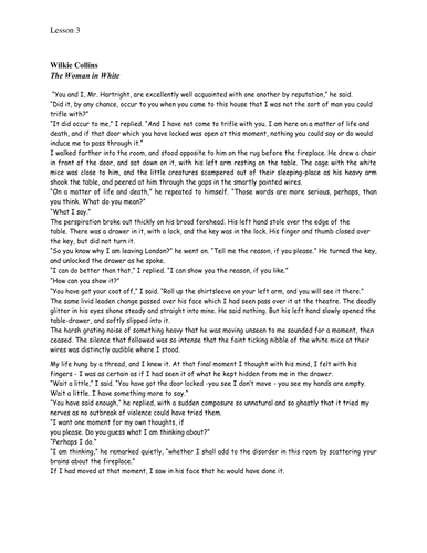 The Woman in White Lesson