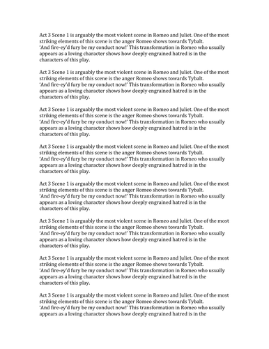 Romeo and Juliet - Act 3 Scene 1 Violence