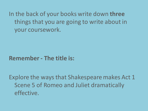 Romeo and Juliet - Essay Planning