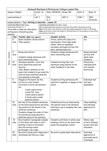 Word choices - Writing to Describe