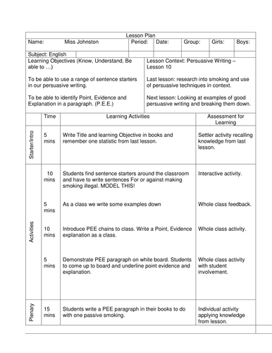 Lesson 10 - Persuasive Writing