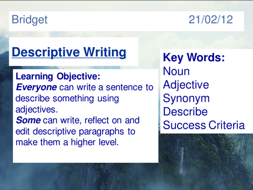 Lesson on Descriptive Writing - Dialogue