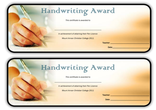 Handwriting certificate and licence