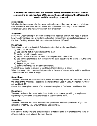 Comparative Essay Plan Elegy & OMFS