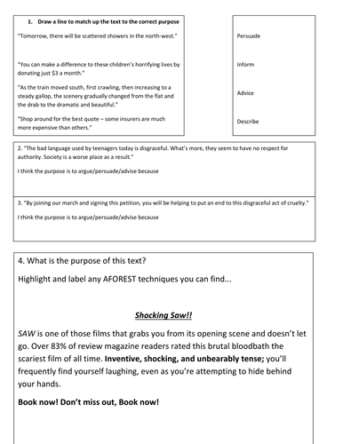 Identifying Writing to Advise; Persuade; Inform