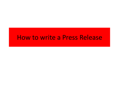 How to write a press release
