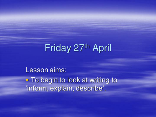 Descriptive Writing Lesson 7th Grade